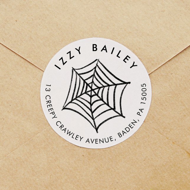 Spider Web Illustration Halloween-Rücksendeadresse Runder Aufkleber (Spider Web Illustration Halloween Return Address Classic Round Sticker)