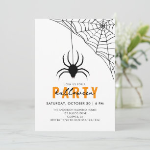 Spider & Web Modernes erwachsenes Halloween-Party Einladung