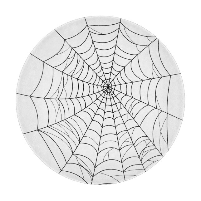 Spider Web oder Cobweb Minimallinie Art Halloween Schneidebrett (Vorderseite)