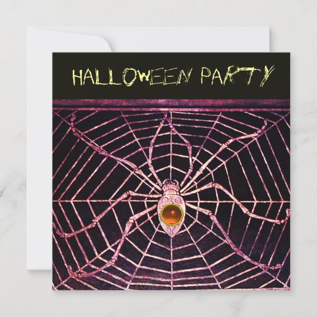 SPIDER & WEB ORANGE AGATE BLACK HALLOWEEN-PARTY EINLADUNG (Vorderseite)