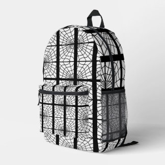 Spider Web Print Backpack In Black and White Bedruckter Rucksack
