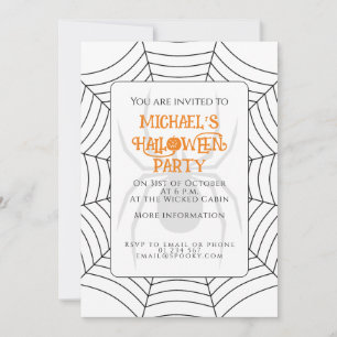 Spider Web Schwarz-weiß Halloween-Party Einladung