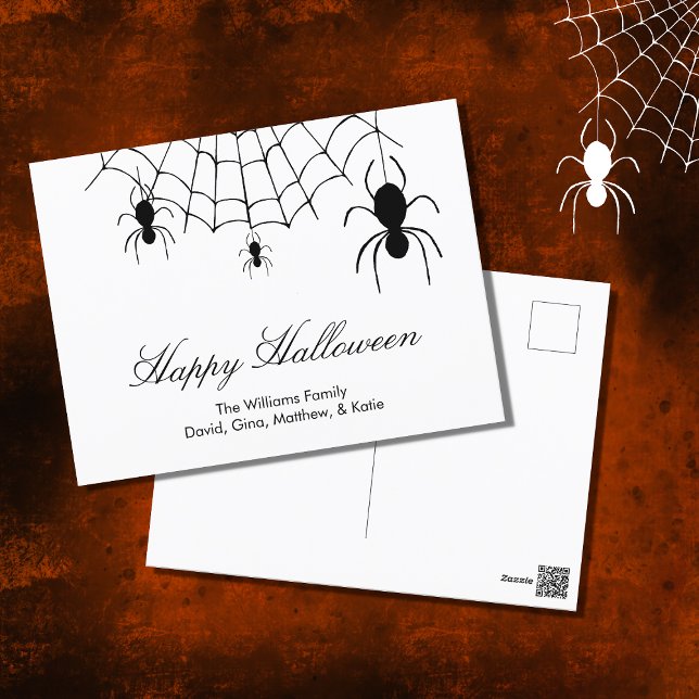 Spider Web Schwarz-weiß Halloween Postkarte (Von Creator hochgeladen)