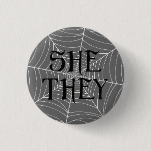 Spider Web Sie Pronos in Grau Button