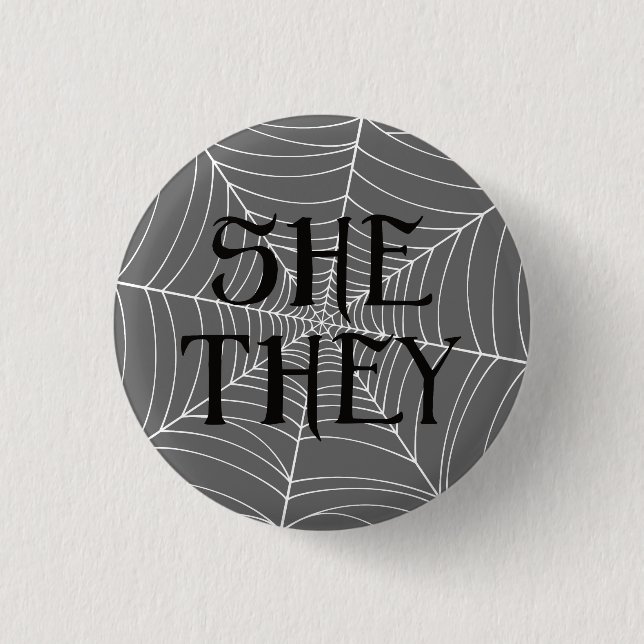 Spider Web Sie Pronos in Grau Button (Vorderseite)