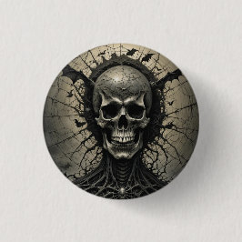 Spider Web Skeleton Head Button