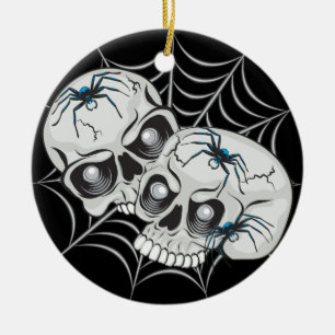 Spider Web Skulls Keramik Ornament
