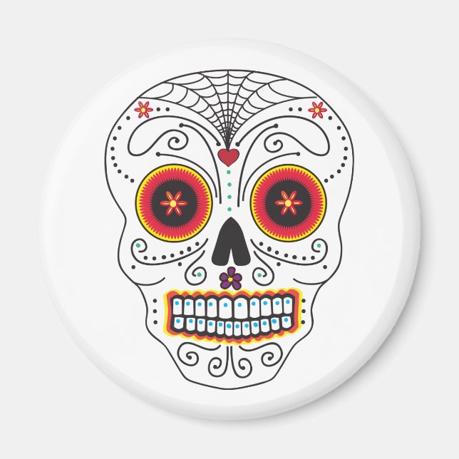 Spider Web Sugar Skull Magnet (Vorne)