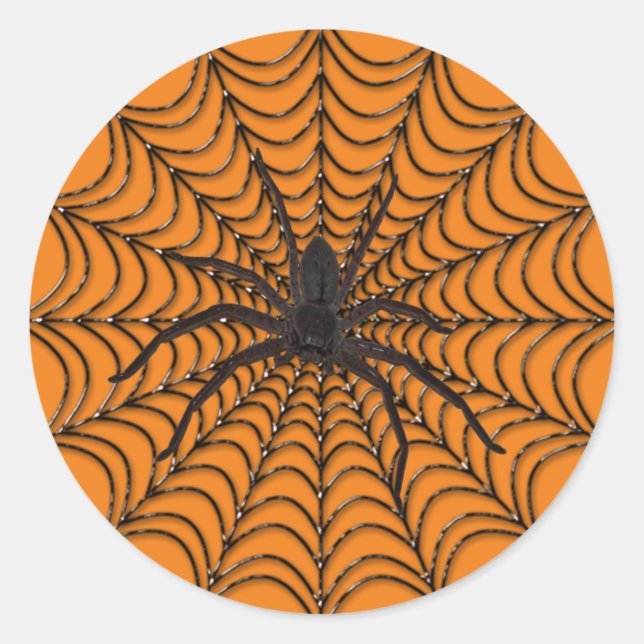 Spider Web und Black Spider Halloween Runder Aufkleber (Vorderseite)