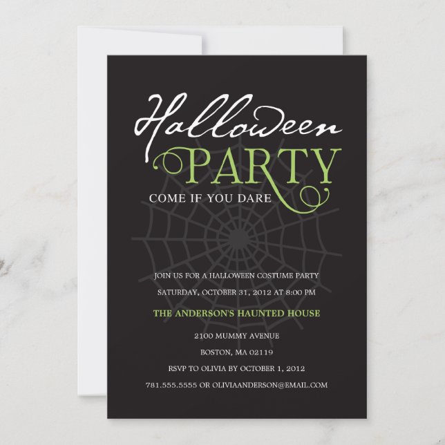 SPIDER-WEBER| INVITATION VON HALLOWEEN-PARTYS EINLADUNG (Vorderseite)