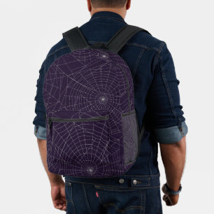 Spider-Webmuster auf dunklem Lila Bedruckter Rucksack