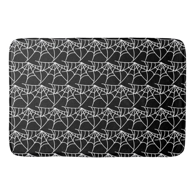 Spider Webs Halloween Black Pattern Spooky Badematte (Vorderseite)
