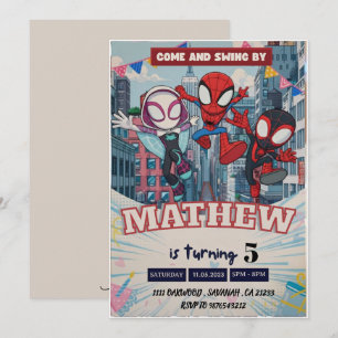 Spiderman-Themen-Geburtstags-Superhelden-Spinnen-P Einladung