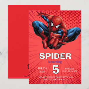 Spiderman-Themen-Geburtstags-Superhelden-Spinnen-P Einladung