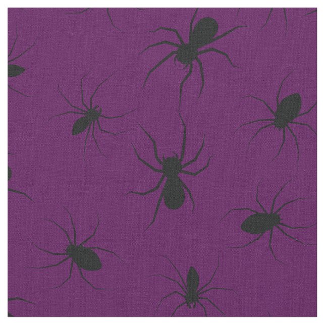 Spiders Gothic Halloween Black Deep Lila Stoff (Nahaufnahme)