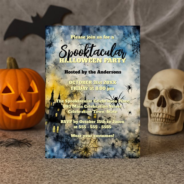 Spiders Haunted House Spooktacular Halloween Party Einladung (Von Creator hochgeladen)