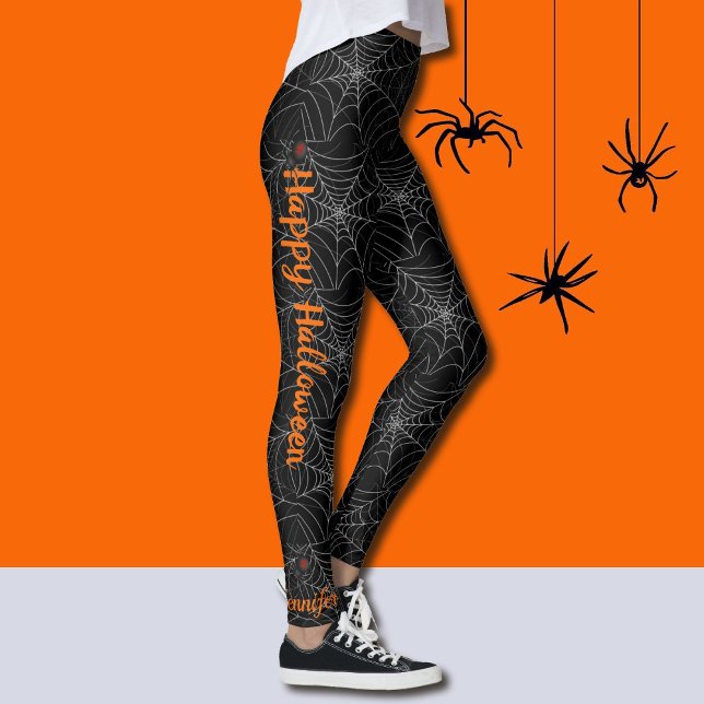 Spiderweb 3 Spiders personalisieren Halloween Legg Leggings (Von Creator hochgeladen)