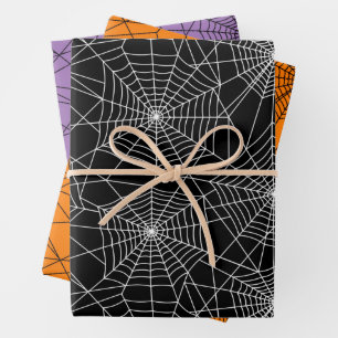 Spiderweb Black and White Halloween Geschenkpapier Set