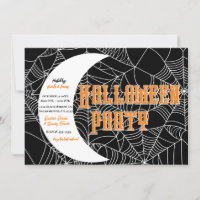 Spiderweb Crescent Moon Halloween Party
