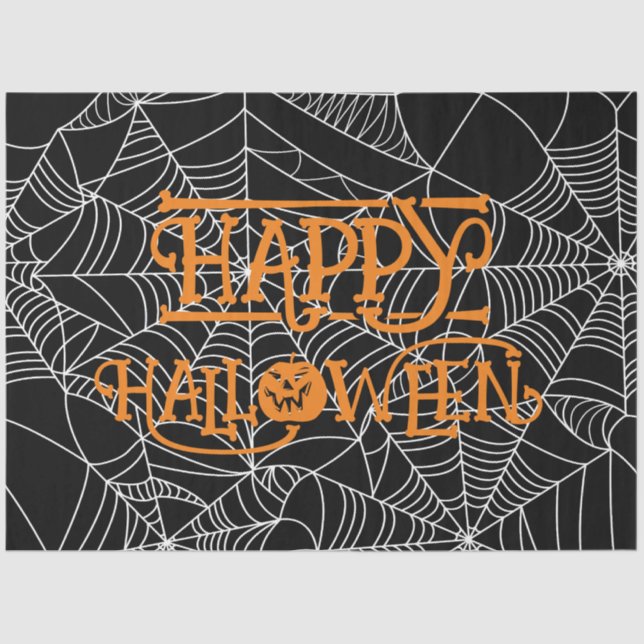 Spiderweb Crescent Moon Halloween Party Seidenpapier (Vorderseite)