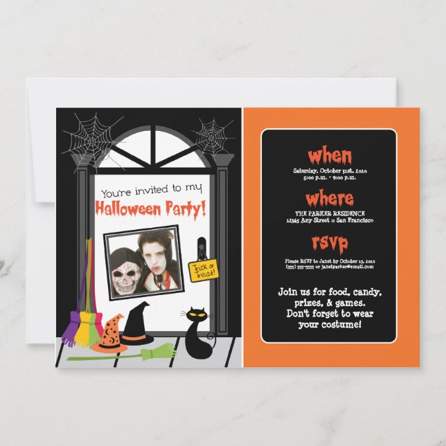 Spiderweb Door Halloween-Party Invite (Foto) Einladung (Vorderseite)