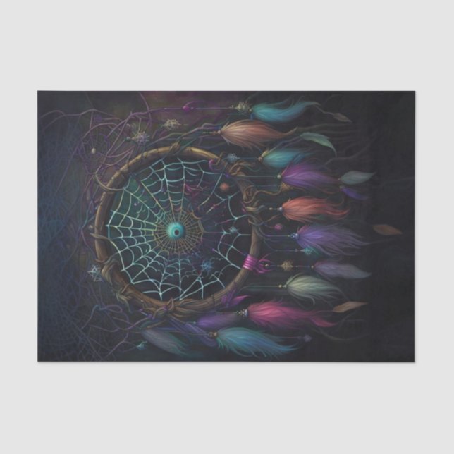 Spiderweb Dreamcatcher Bright Feather Decoupage Seidenpapier (Vorderseite)