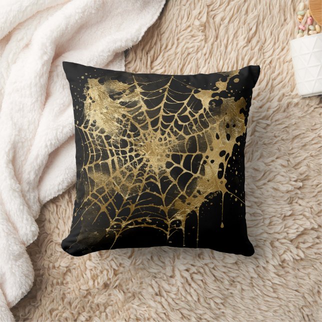 Spiderweb Elegance | Creepy Beautiful Gold Cobweb Kissen (Decke)
