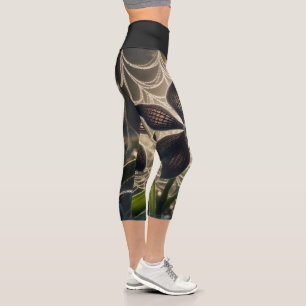 Spiderweb floral capri leggings