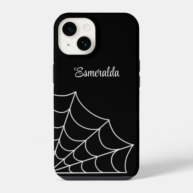 Spiderweb Goth Style Personalisiert iPhone Hülle (Rückseite)