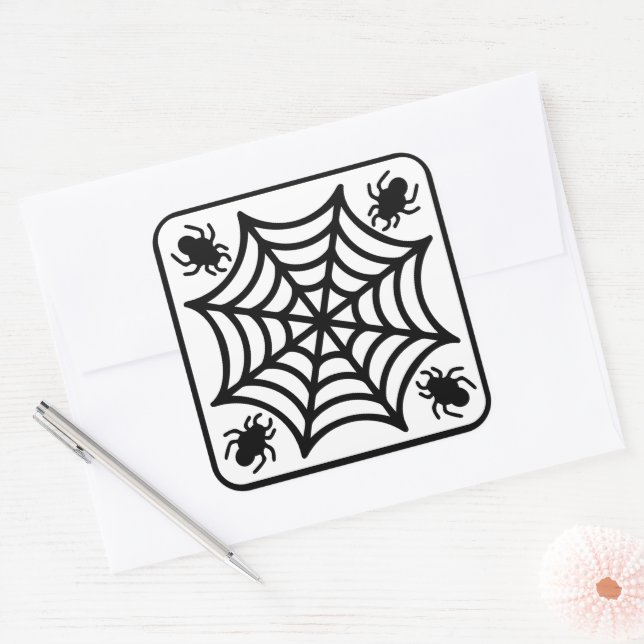 Spiderweb Halloween Quadratischer Aufkleber (Umschlag)