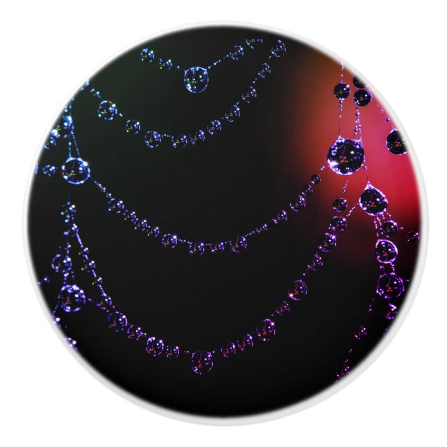 Spiderweb Juwel Schwarz Rosa lila Keramik Knopf Keramikknauf (Vorderseite)