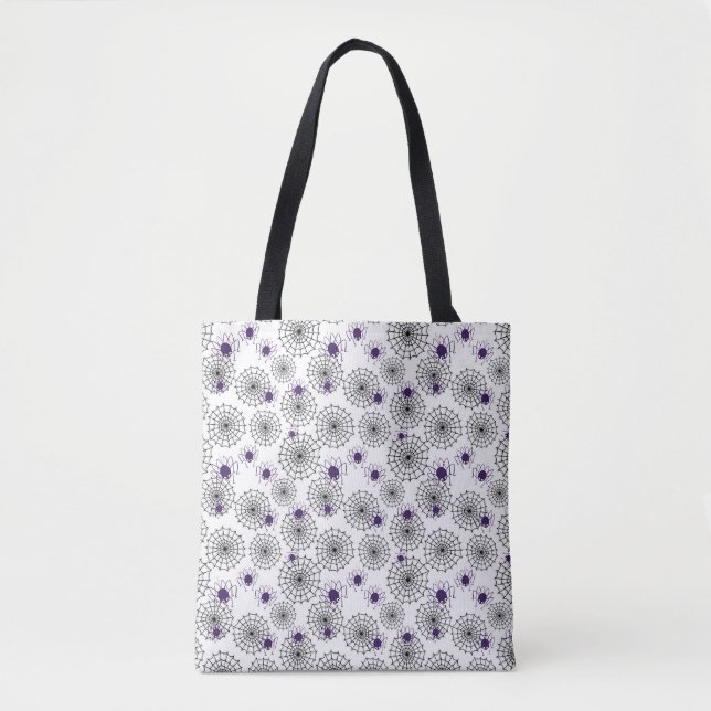Spiderweb & Lila Spiders Halloween White Pattern (Vorderseite)