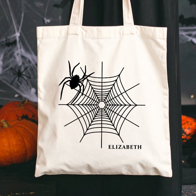 Spiderweb mit Namen, einfaches Halloween Tragetasche (Disclaimer: This image is a digital mockup.)
