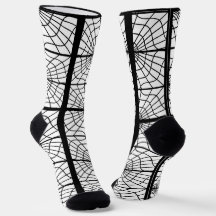 Spiderweb Print Socken in Schwarz und Weiß Unisex