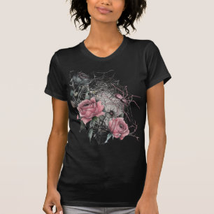 Spiderweb Rose   Rosa Damask Gothisches Halloween T-Shirt