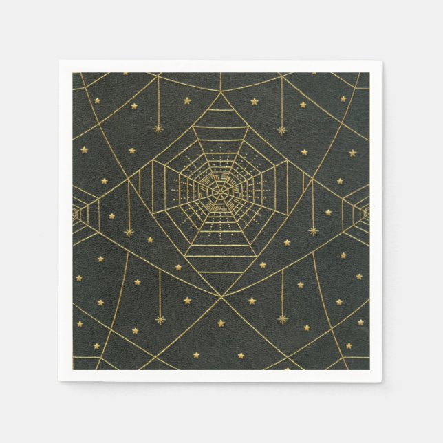 Spiderweb spinne star black and gold Vintag Serviette (Vorderseite)
