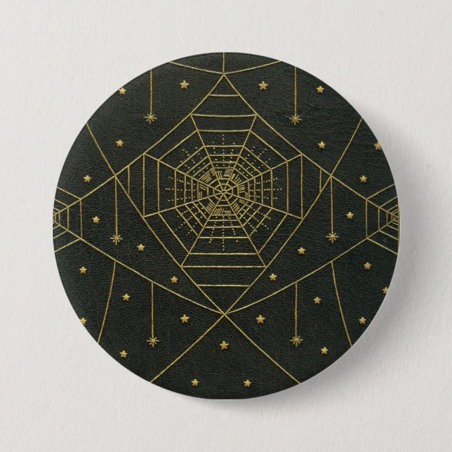 Spiderweb spinnen stars schwarz und gold button (Vorderseite)