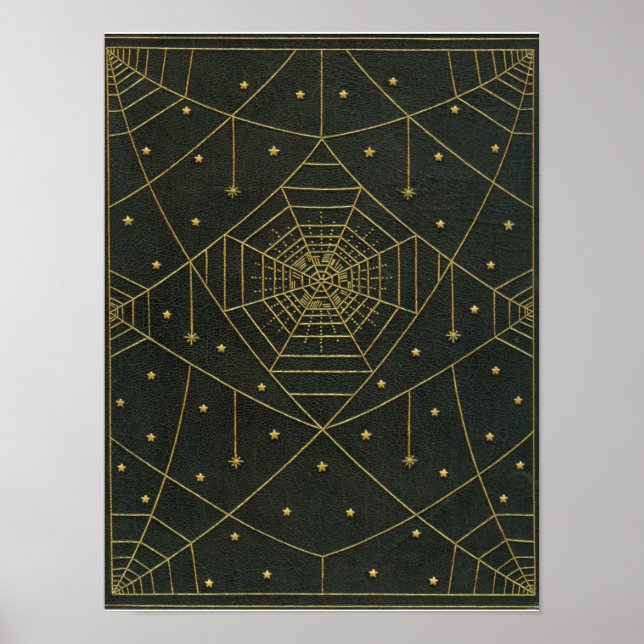 Spiderweb spinnen und Sterne schwarz und gold Poster (Vorne)