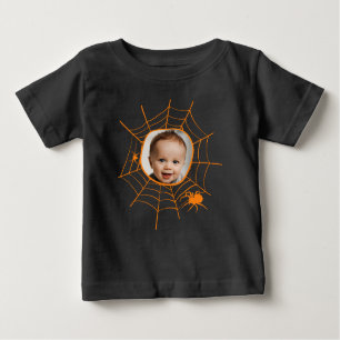 Spiderweb spinnenweb spoky orange benutzerdefinier baby t-shirt