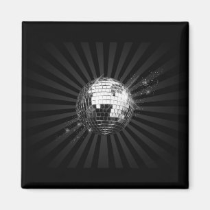 Spiegel-Disco-Ball auf Schwarzem Magnet