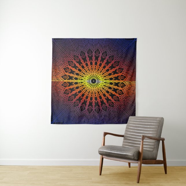Spiegel-Mandala (Regenbogen) Wandteppich (Beispiel)