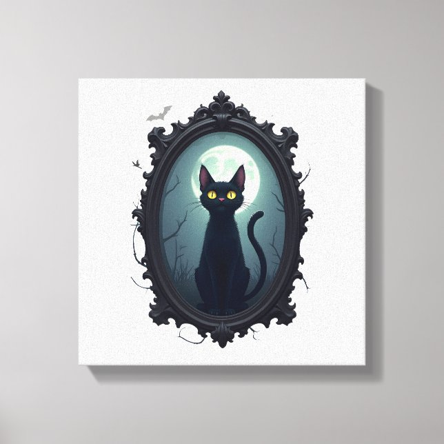 Spiegel mit verfluchter Katze Leinwanddruck (Vorderseite)