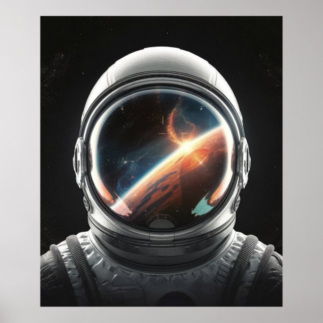 Spiegelbild des Helms des Universums des Astronaut Poster (Vorne)