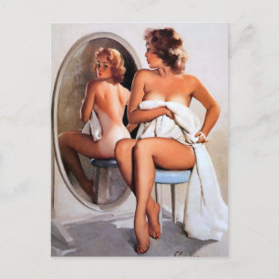 Spiegelbild-Pin-Up Postkarte