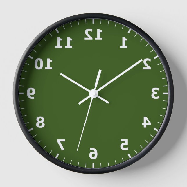 Spiegelbild-Uhr - grüne Spiegelungsuhr Uhr (Vorderseite)