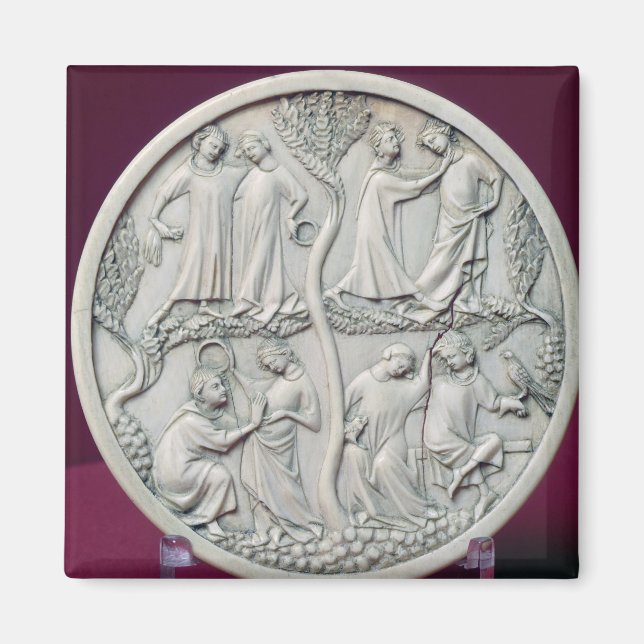 Spiegelcase mit höflichen Szenen, c.1320-30 Magnet (Vorne)