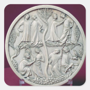 Spiegelcase mit höflichen Szenen, c.1320-30 Quadratischer Aufkleber