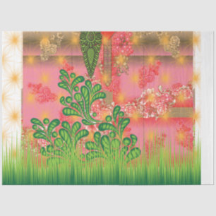 Spiegeldesign und einige Pflanze Seidenpapier