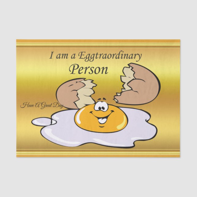 Spiegelei des Cartooncharakters mit großem Lächeln Seidenpapier (Vorderseite)