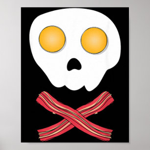 Spiegeleier Speck Schädel Frühstück Brunch Essen K Poster
